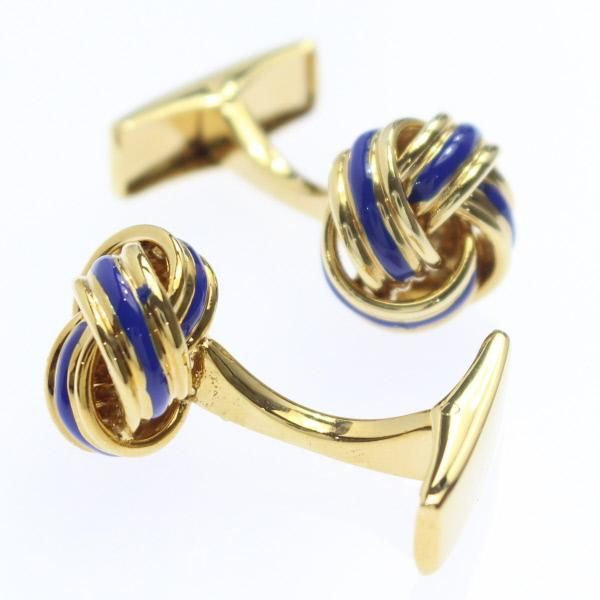ゴールド×ブルーライン・結び目のカフス(カフリンクス/カフスボタン)