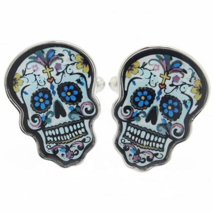 ドクロ・お花イラストのユニークカフス(カフリンクス/カフスボタン)