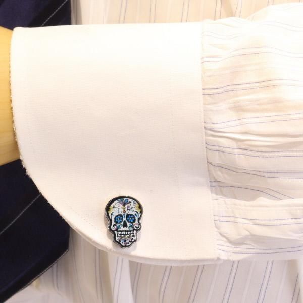 ドクロ・お花イラストのユニークカフス(カフリンクス/カフスボタン)