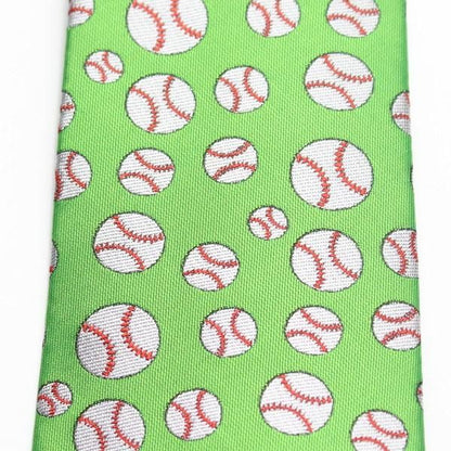 黄緑色・野球ボール・ドットの刺繍柄面白ネクタイ