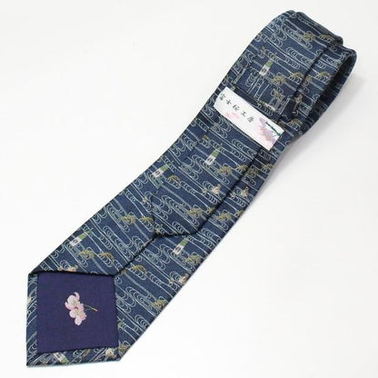 【富士桜工房】緑・日本酒・日本製シルクジャカードの和風ネクタイ