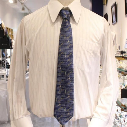 【富士桜工房】紺・日本酒・日本製シルクジャカードの和風ネクタイ