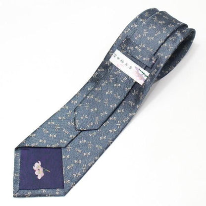 【富士桜工房】納戸・蜻蛉とんぼ・日本製シルクジャカードの和風ネクタイ