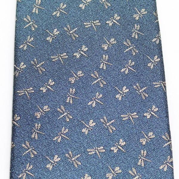 【富士桜工房】納戸・蜻蛉とんぼ・日本製シルクジャカードの和風ネクタイ