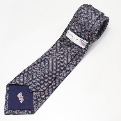 【富士桜工房】麻の葉・伝統紋柄・日本製シルクジャカードの和風ネクタイ