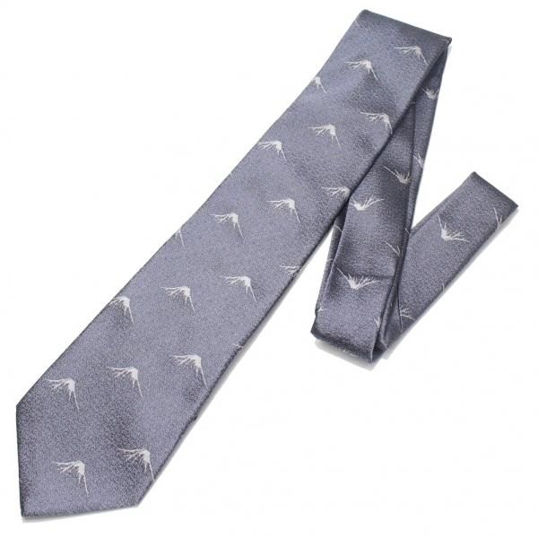 【富士桜工房】シルバー・富士山柄・日本製シルクジャカードの和風ネクタイ