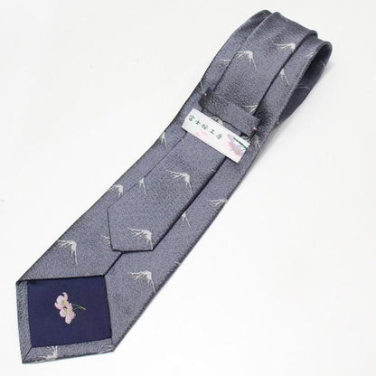 【富士桜工房】シルバー・富士山柄・日本製シルクジャカードの和風ネクタイ