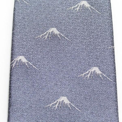 【富士桜工房】シルバー・富士山柄・日本製シルクジャカードの和風ネクタイ