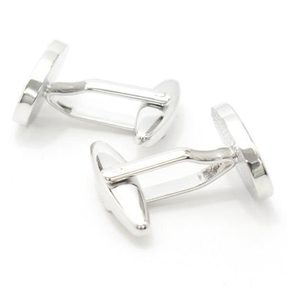 エレガントなレリーフ・シルバー･オーバルカフス(カフリンクス/カフスボタン)