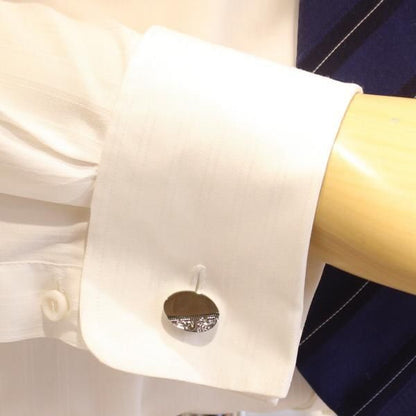 エレガントなレリーフ・シルバー･オーバルカフス(カフリンクス/カフスボタン)