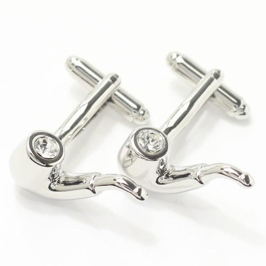 ストーンが輝くシルバーパイプのカフス(カフリンクス/カフスボタン)