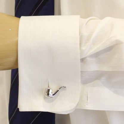 ストーンが輝くシルバーパイプのカフス(カフリンクス/カフスボタン)