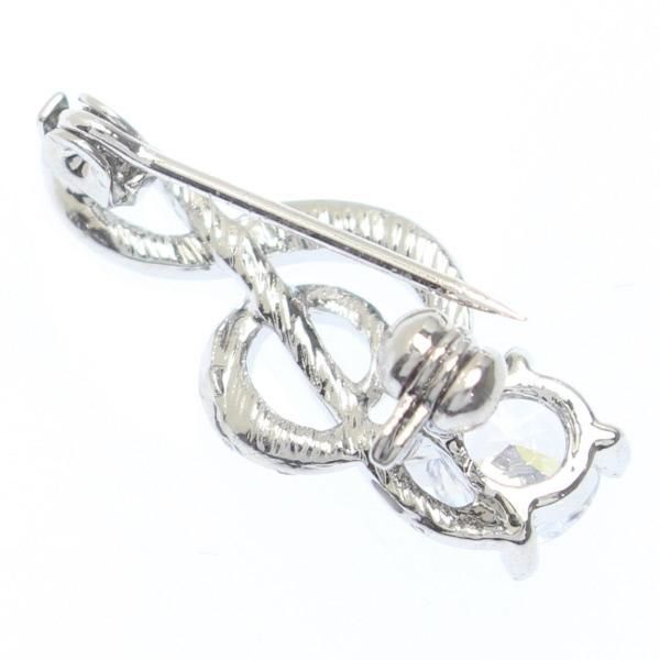 シルバー・大きなストーンがついたト音記号のラペルブローチ・ラペルピン