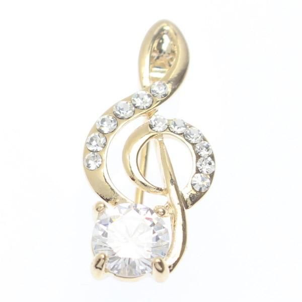 ゴールド・大きなストーンがついたト音記号のラペルブローチ・ラペルピン