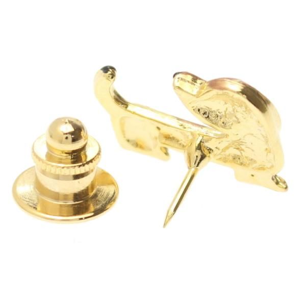 ゴールド・振り向き笑顔のダックスフントラペルピン・ブローチ