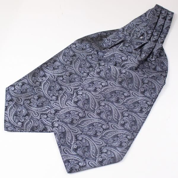 シルバーグレー・ペイズリー・ジャカード・アスコットタイ