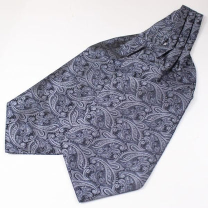 シルバーグレー・ペイズリー・ジャカード・アスコットタイ