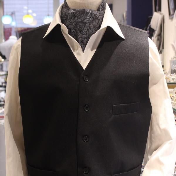 シルバーグレー・ペイズリー・ジャカード・アスコットタイ