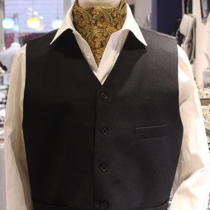 イエローブラウン・ペイズリー・ジャカード・アスコットタイ