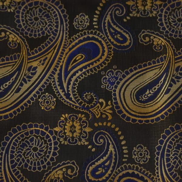 ゴールド×ブルービッグペイズリー・ジャカード・アスコットタイ