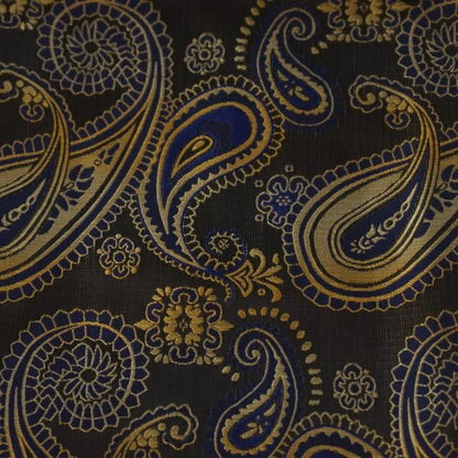 ゴールド×ブルービッグペイズリー・ジャカード・アスコットタイ