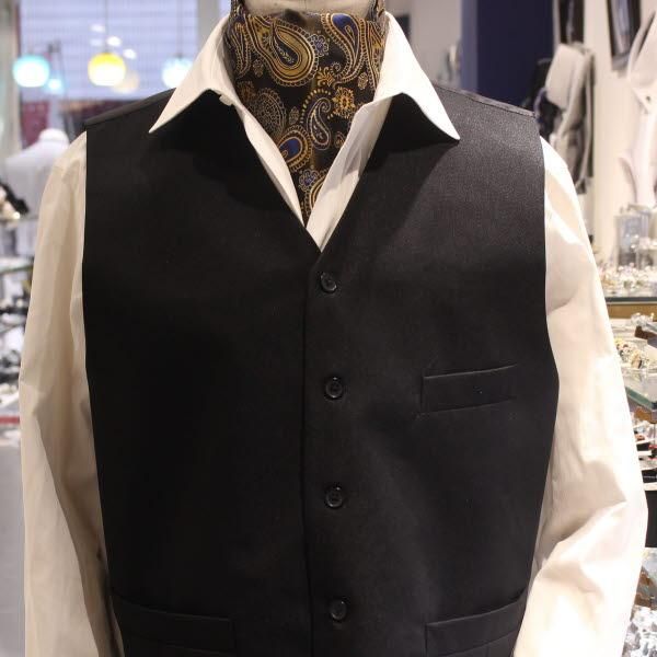 ゴールド×ブルービッグペイズリー・ジャカード・アスコットタイ