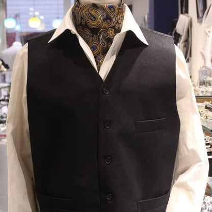 ゴールド×ブルービッグペイズリー・ジャカード・アスコットタイ