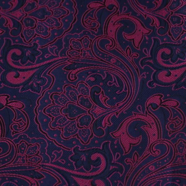 ネイビー×ピンク・フラワー・ジャカード・アスコットタイ