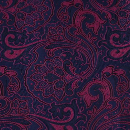 ネイビー×ピンク・フラワー・ジャカード・アスコットタイ