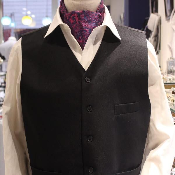 ネイビー×ピンク・フラワー・ジャカード・アスコットタイ