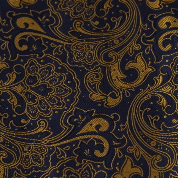 ネイビー×オレンジ・フラワー・ジャカード・アスコットタイ