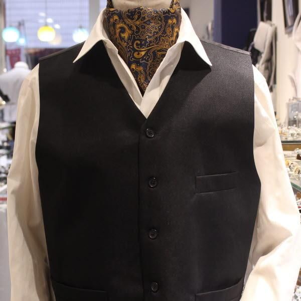 ネイビー×オレンジ・フラワー・ジャカード・アスコットタイ