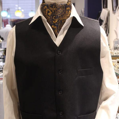 ネイビー×オレンジ・フラワー・ジャカード・アスコットタイ