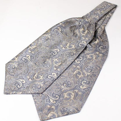 グレー×ベージュ・フラワー・ジャカード・アスコットタイ