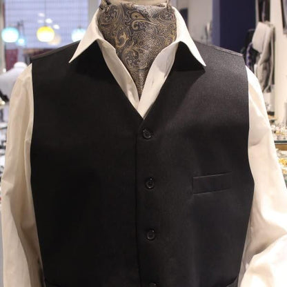 グレー×ベージュ・フラワー・ジャカード・アスコットタイ