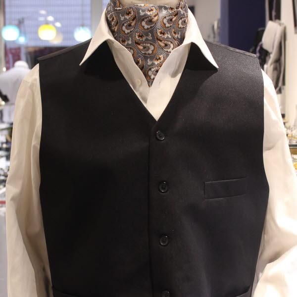 グレー×オレンジ・ペイズリー・ジャカード・アスコットタイ