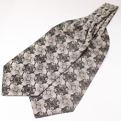 ブラウン×ベージュゴールド・ペイズリー・ジャカード・アスコットタイ