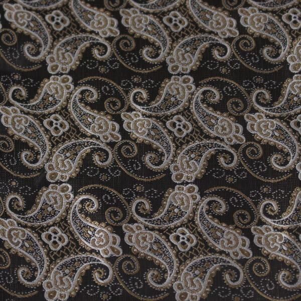 ブラウン×ベージュゴールド・ペイズリー・ジャカード・アスコットタイ