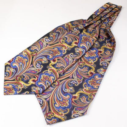 ネイビー×マルチカラー・ペイズリー・ジャカード・アスコットタイ