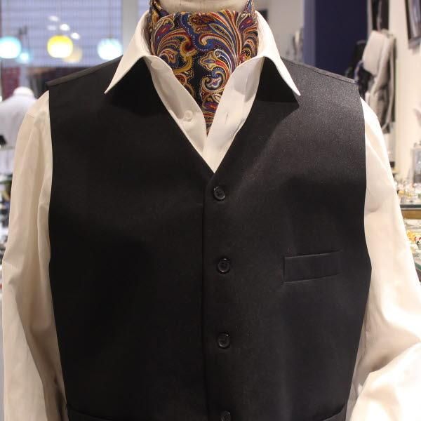 ネイビー×マルチカラー・ペイズリー・ジャカード・アスコットタイ