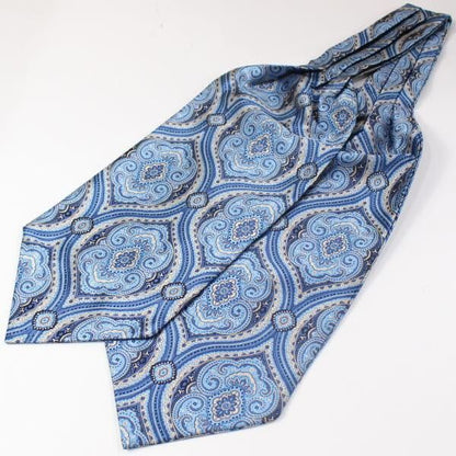 フラワー・ブルー・ペイズリー・ジャカード・アスコットタイ