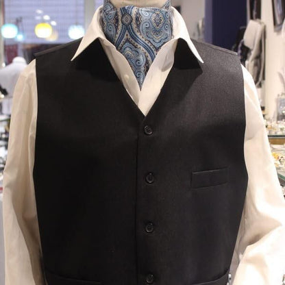 フラワー・ブルー・ペイズリー・ジャカード・アスコットタイ