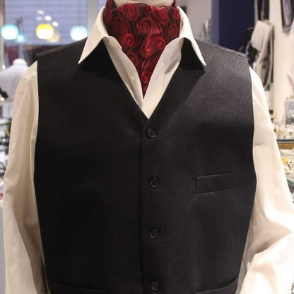 レッドグラデーション・ペイズリー・ジャカード・アスコットタイ