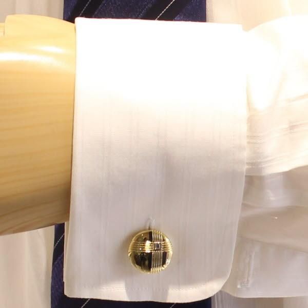 【Duncan Walton Essentials】SELWOOD・ラウンド・スワロフスキー・ゴールドのカフス(カフリンクス/カフスボタン)