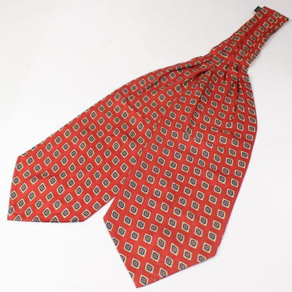 フラワーダイヤ小紋柄レッド・アスコットタイ