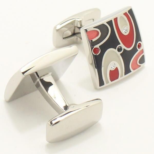 【Duncan Walton Luxury】EASTON・スワロフスキー・レッドのエナメルカフス(カフリンクス/カフスボタン)