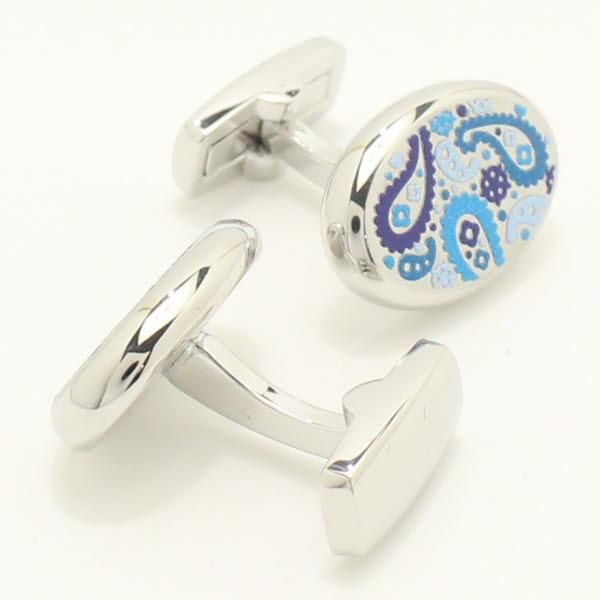 【Duncan Walton Luxury】BURNET・ペイズリー・ブルーのカフス(カフリンクス/カフスボタン)