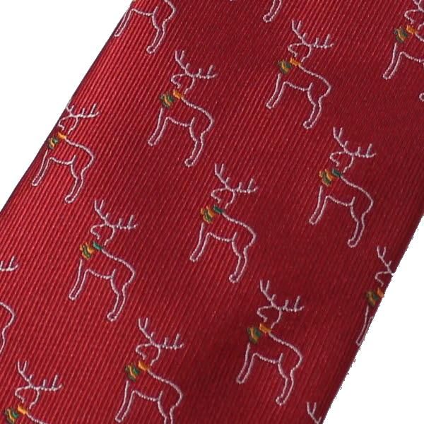 ベルを着けたトナカイのクリスマスネクタイ
