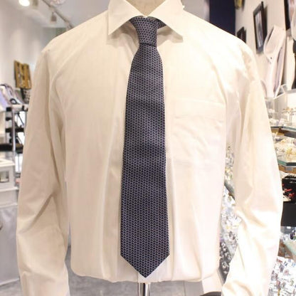 【富士桜工房】青・毘沙門亀甲・日本製シルクジャカードの和風ネクタイ