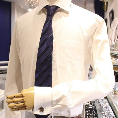 【ThaiVetro】べっ甲カラー・ウェーブデザインのガラス製カフス(カフスボタン/カフリンクス)